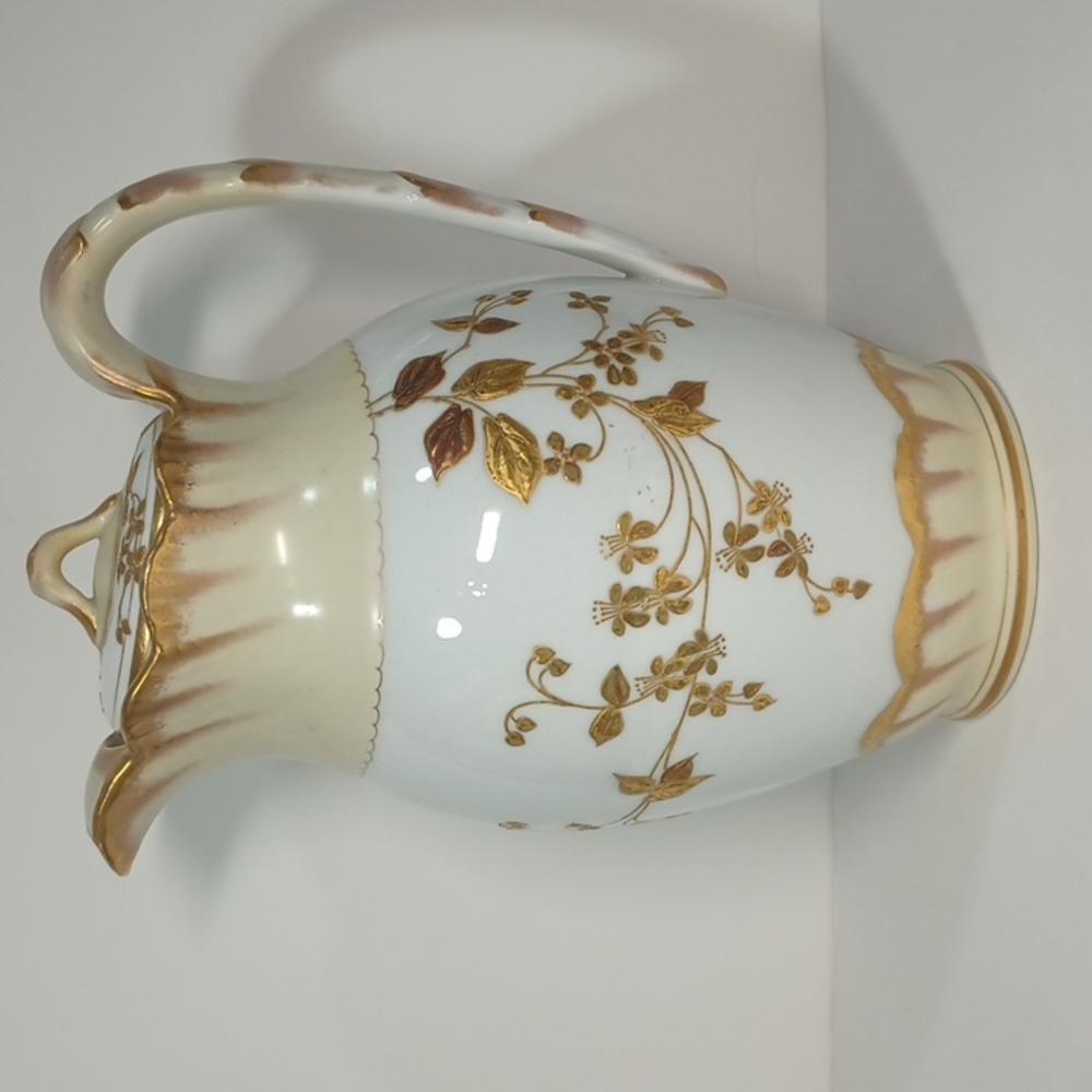 Rare 19th Century Chocolate Pot Gold Gilt New England Pottery 1889-1895 VTG